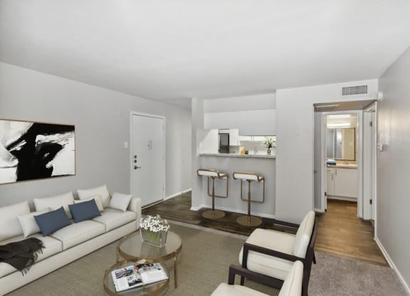 Model living room and kitchen