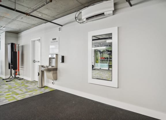 Fitness center with drinking fountain