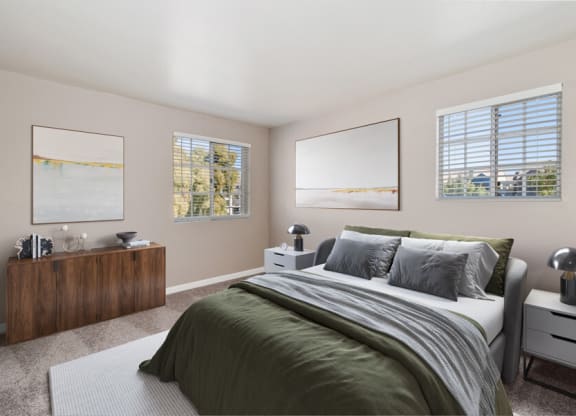 Model apartment bedroom at Array South Mountain, Phoenix, AZ