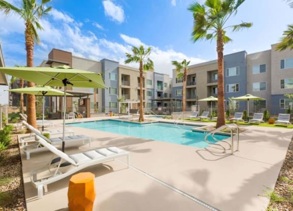 Pool and sundeck with lounge chairs