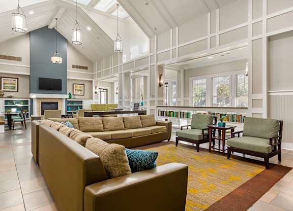 Community club house lounge area at Bridges at Crosstown in Tampa, Florida.