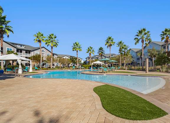 Community swimming pool at Bridges at Crosstown in Tampa, Florida.