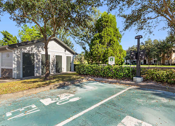 Community parking lot at Bridges at Crosstown in Tampa, Florida.