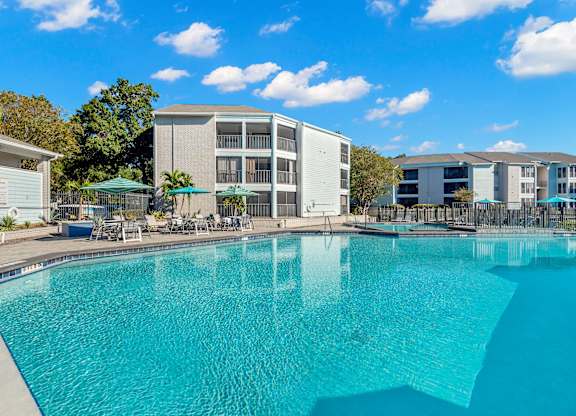 Community swimming pool at Haven at Water's Edge in Tampa, Florida.
