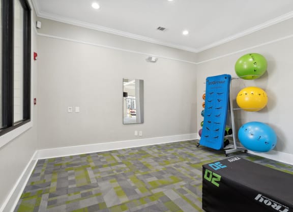 fitness room with balls