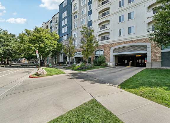Exterior Community Building and Landscape at Altitude on Fifth Apartments located in Salt Lake City, UT.