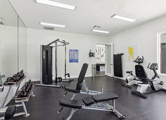 Community Fitness Center with Equipment at Monterra Apartments located in Las Vegas, NV.