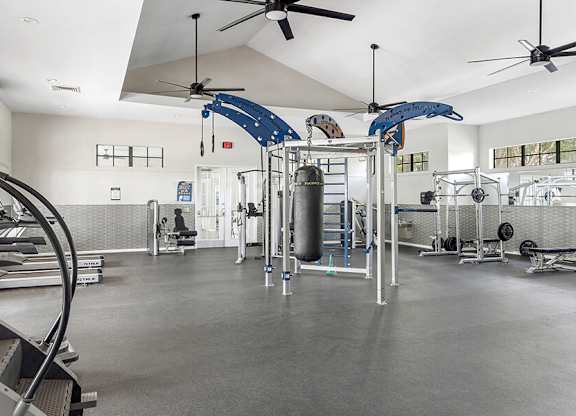 Community Fitness Center with Equipment at Mirage on Kernan Apartments located in Jacksonville, FL.