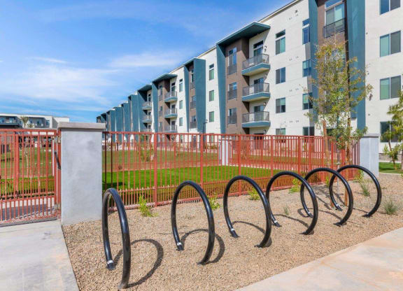 Bike racks at Glen 91 Apartments in Glendale, AZ