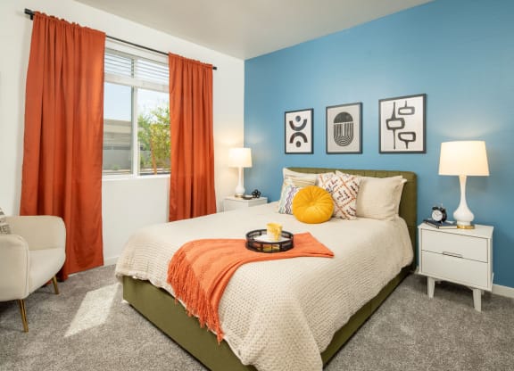 our apartments offer a bedroom with a king sized bed