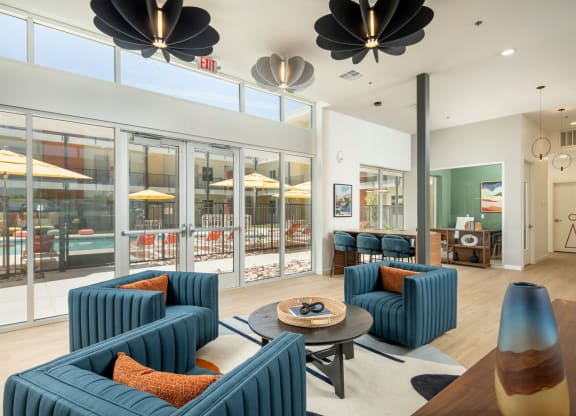 the lobby at the bradley braddock road station apartments