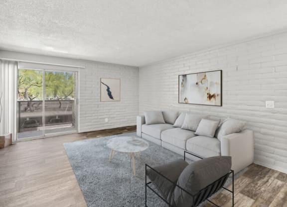 a living room with a couch and a coffee table