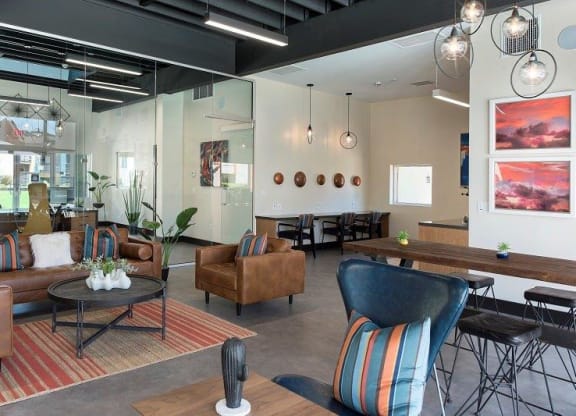 Leasing office lounge at Horizon Apartments in Santa Ana, California
