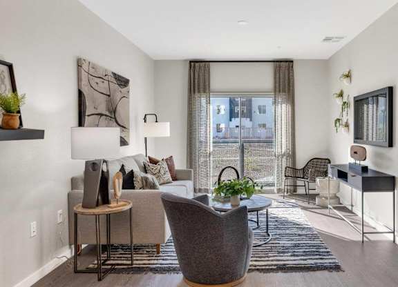 Model living room at Glen 91 Apartments in Glendale, AZ