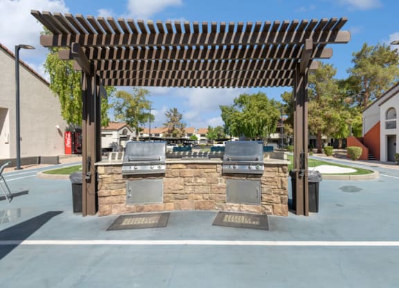 Outdoor BBQ grills at Lore South Mountain, Phoenix, Arizona