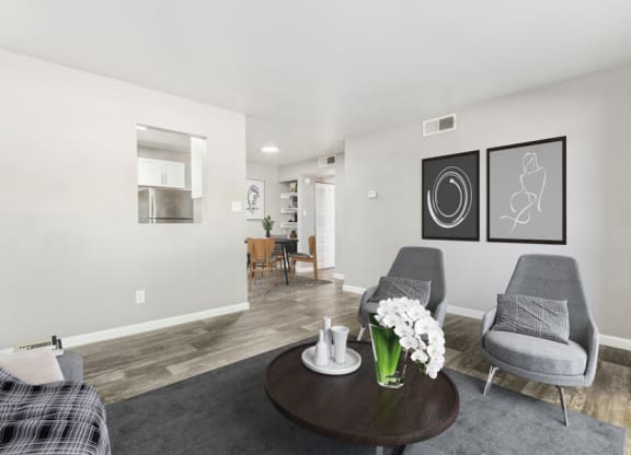 Model apartment living room at Lore South Mountain, Arizona, 85044