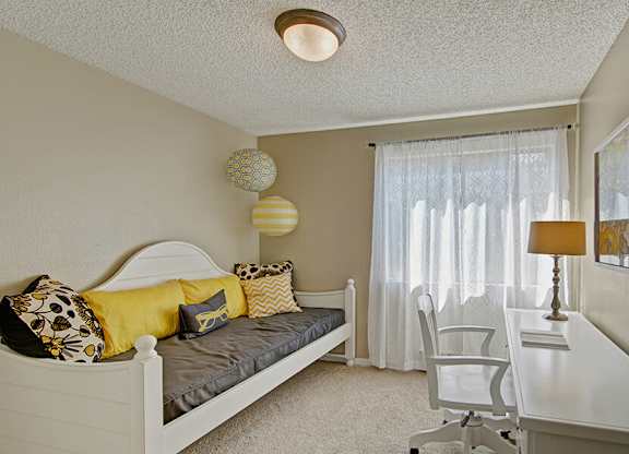 Model Bedroom at Ridge & Shores Apartments located in Federal Way, WA.
