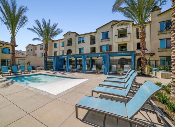 Sundeck near spa with lounge chairs