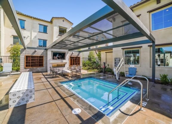 View of covered spa area