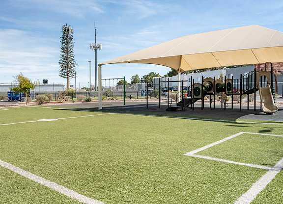 Community Soccer Field at Bridges at Tropicana Apartments located in Las Vegas, Nevada.