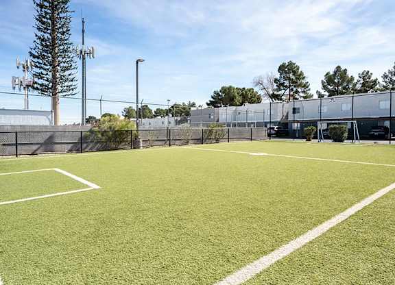 Community Soccer Field at Bridges at Tropicana Apartments located in Las Vegas, Nevada.