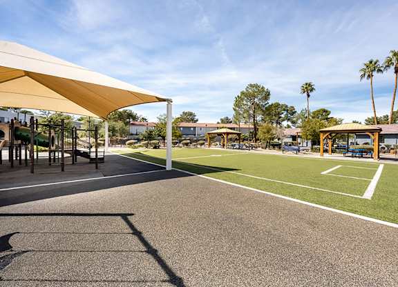Community Soccer Field at Bridges at Tropicana Apartments located in Las Vegas, Nevada.