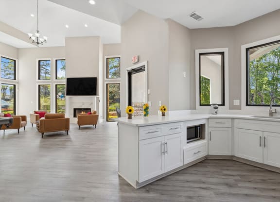 Clubhouse kitchen and lounge area