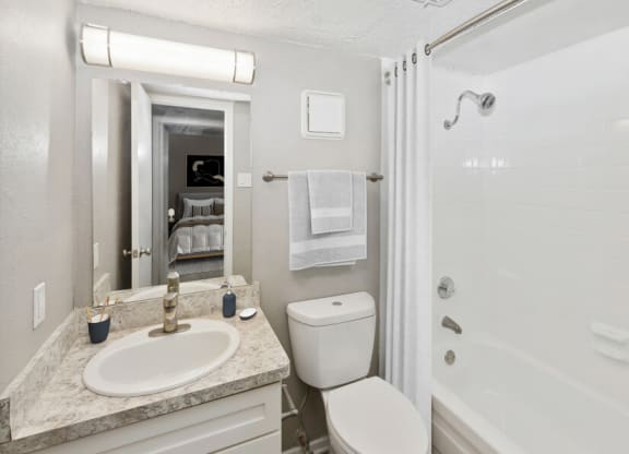 a bathroom with a sink toilet and a shower