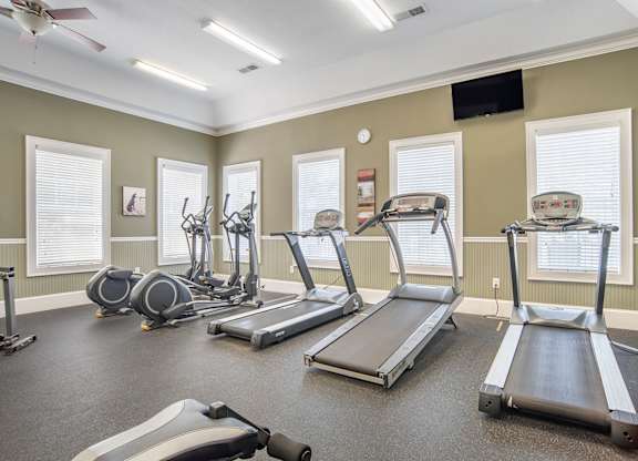 Fitness equipment at Broadstreet at EastChase Apartments, Montgomery, AL