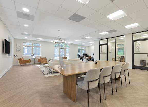 a large room with tables and chairs in it at Copper and Quarry Village, Maryland, 21209