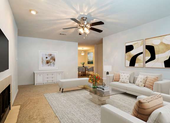Living room with couch at Crosswinds Apartments, Mississippi, 39208