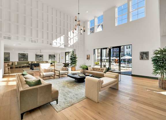 A Clubhouse with a Large Window at District 757 Apartments, Virginia, 23502