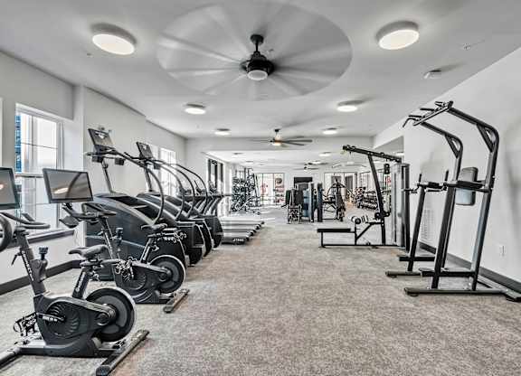 A Gym with Stationary Bikes at District 757 Apartments, Norfolk, 23502