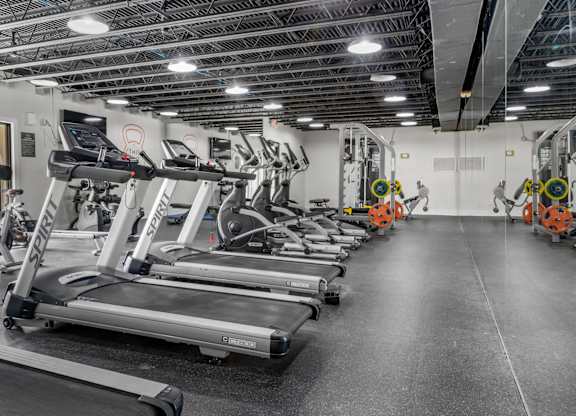 A gym with treadmills at Riverchase Landing Apartments, Hoover, 35244