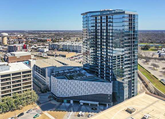 Modern Glass Building at Eastline Residences Apartments, Texas