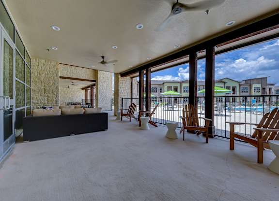 Pool lounge area at Estraya Westover Hills, San Antonio