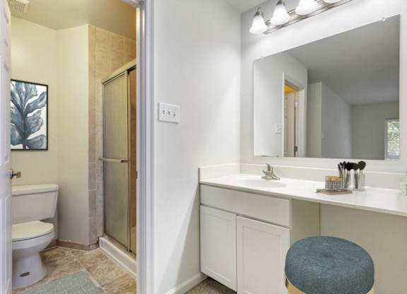 Bathroom With Adequate Storage at The Greens at Columbia, Maryland, 21044