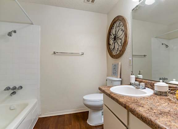 Bathroom along with shower at Lakeshore Landing Apartments, Mississippi, 39157