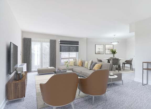 Living with open kitchen at Seminary Towers, Alexandria