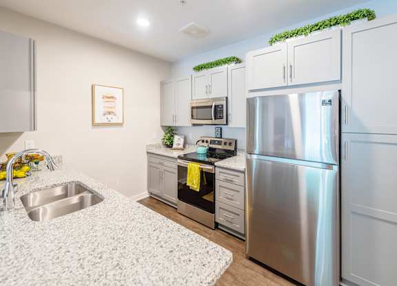 Kitchen appliances at Lumen Apartments, Hampton, VA