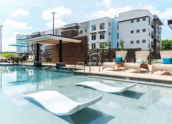 Lumen Pool area at Lumen Apartments, Hampton, 23666