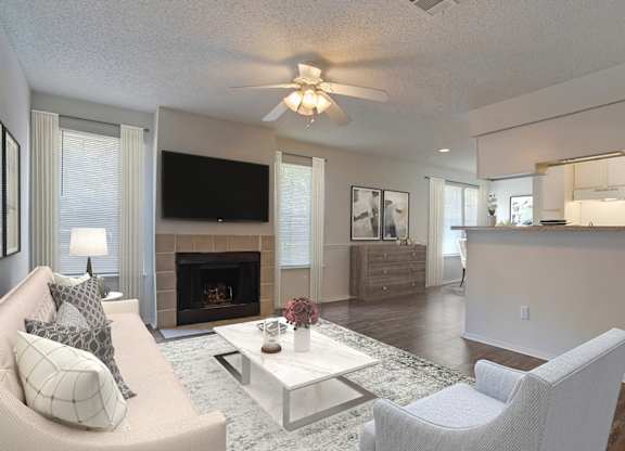Living Area With Fireplace at Pear Orchard, Ridgeland, MS, 39157