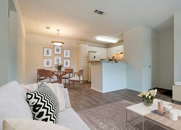Living Room With Kitchen at Reflection Pointe, Flowood, MS