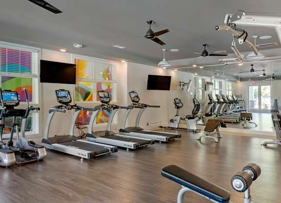 Fitness Center area at Skyland Exchange Apartments, Asheville
