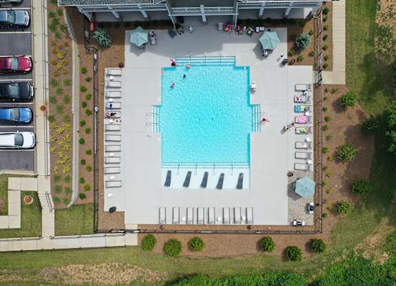 Aerial view of Pool at Skyland Exchange Apartments, Asheville, North Carolina