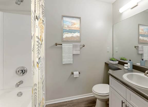 Updated Bathroom at Southaven Pointe Apartments, Mississippi, 38671