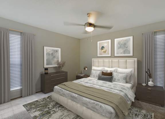 Bedroom at Southaven Pointe Apartments, Mississippi