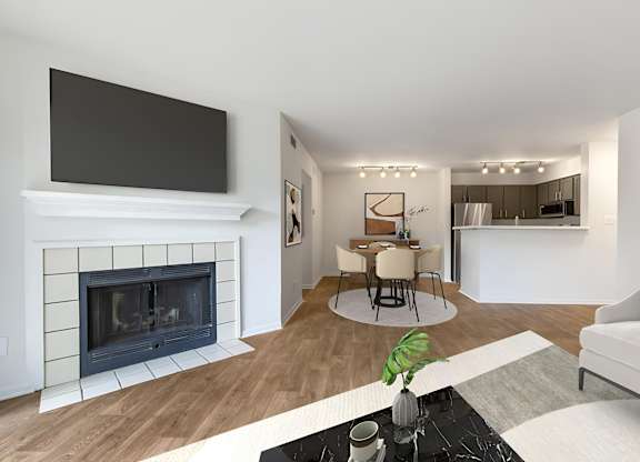Living Area With Fireplace at The Apartments at Tamar Meadow, Maryland, 21045