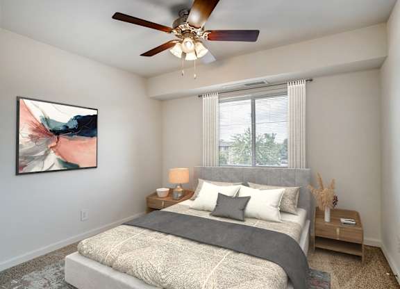 A Bedroom with Window at The Manor/The Manor East Apartments, Leesburg, Virginia