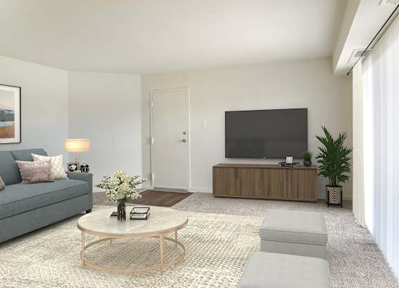 Living Room with Grey Couch at The Manor/The Manor East Apartments, Virginia